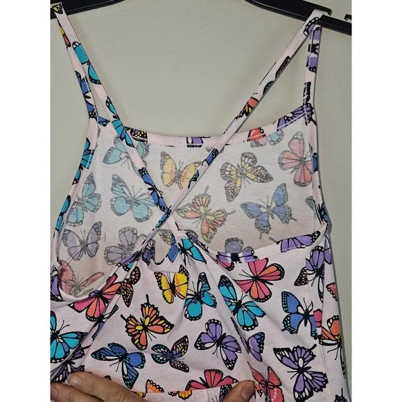 The Childrens Place Girls Pink Butterfly Tiered Criss-Cross Sundress Size 10/12 - Picture 3 of 6